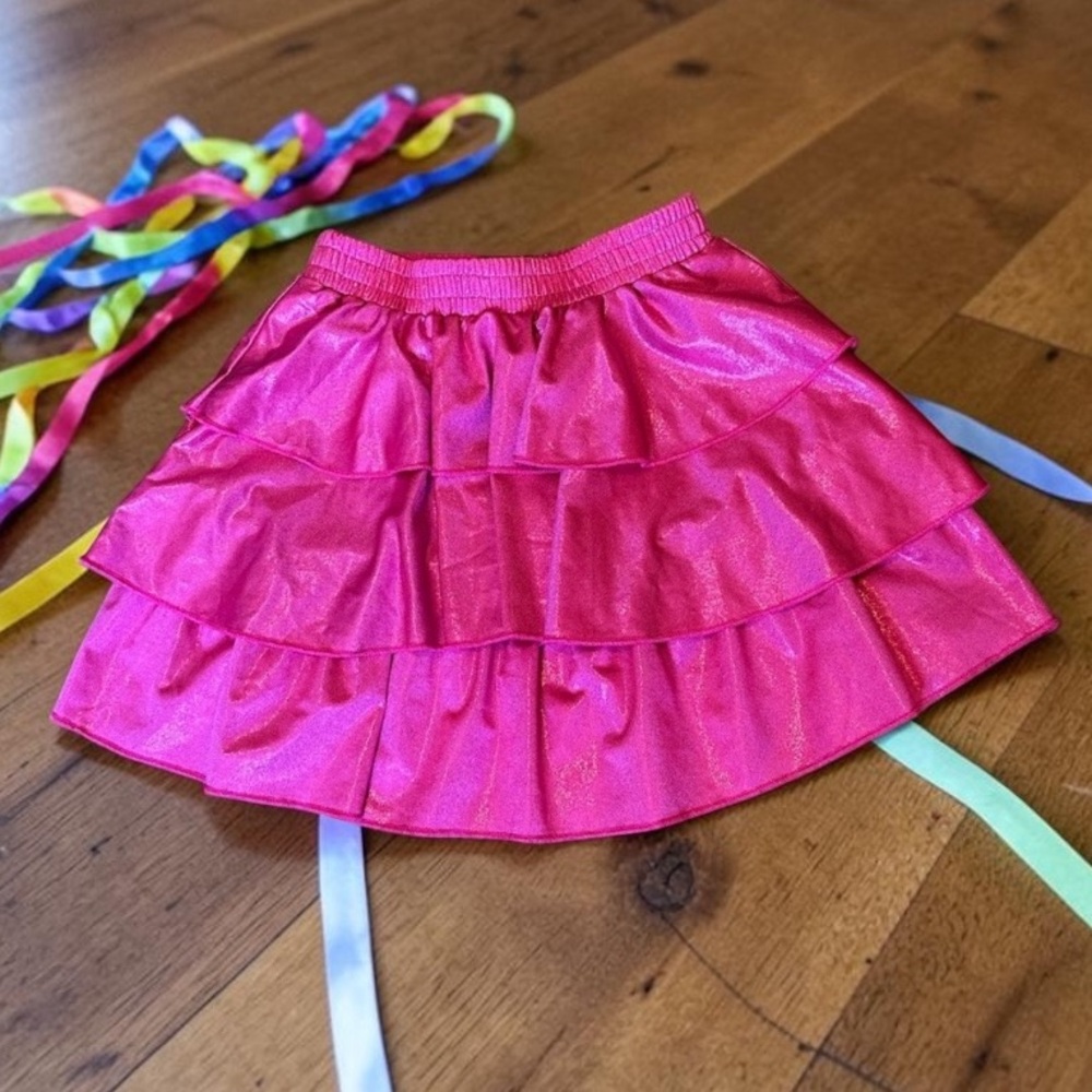 Sparkling Pink Layered Kids Skirt - Picture 5 of 8